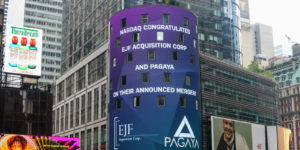 Pagaya logo on Nasdaq's Time Square billboard