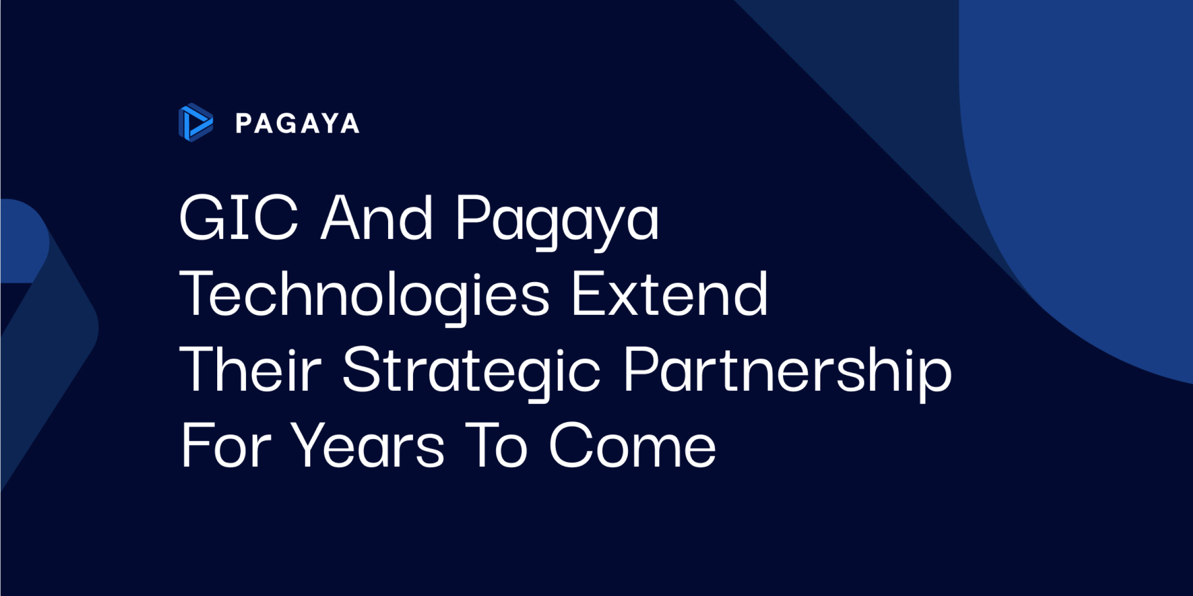 GIC and Pagaya Technologies Extend Their Strategic Partnership for Years to Come white text on a blue background with blue ribbon graphics
